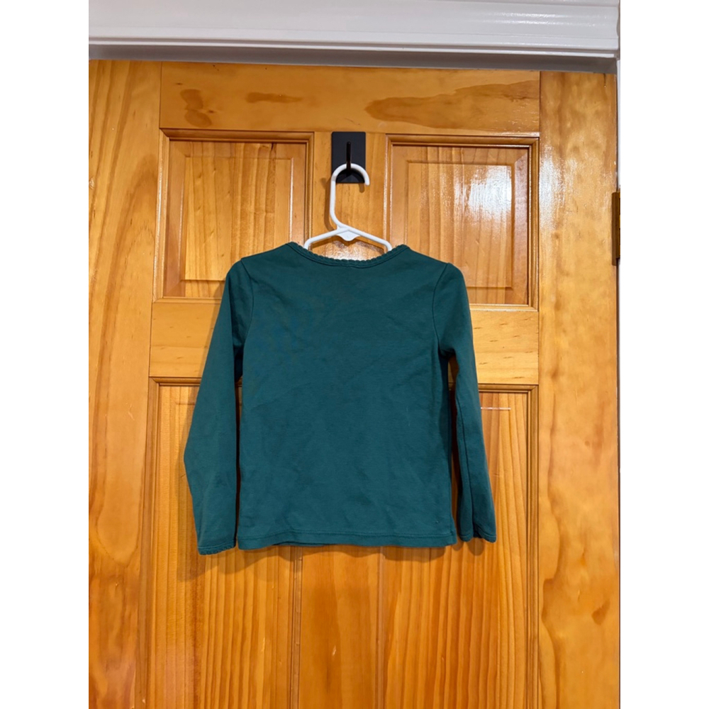 Hanna Andersson Green Long Sleeve Tee Girls US 4 100% Pima Cotton